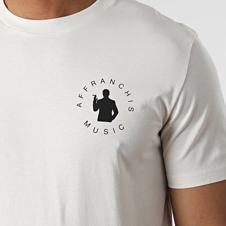 Affranchis Music - Camiseta negra vintage beige con espalda vertical