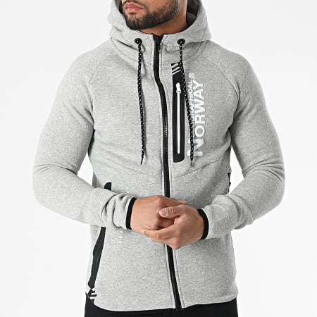 Geographical Norway - Sweat Zippé Capuche Goodyear Gris Chiné