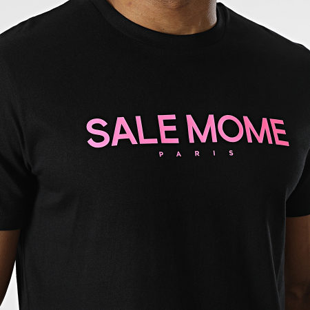 Sale Mome - Tee Shirt Lapin Noir Rose Fluo