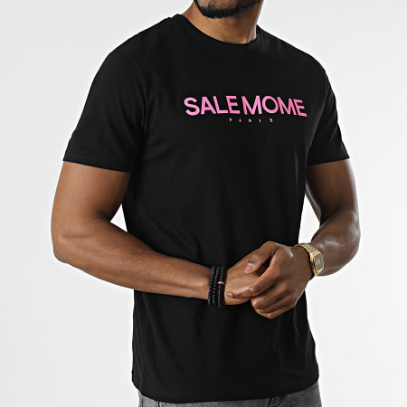 Sale Mome - Tee Shirt Lapin Noir Rose Fluo