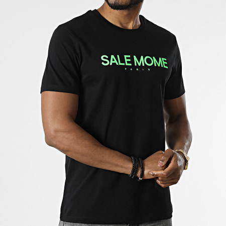 Sale Mome - Tee Shirt Croco Noir Vert Fluo