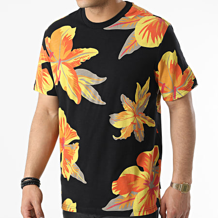 Only And Sons - Klop Tee Shirt Nero Giallo Floreale