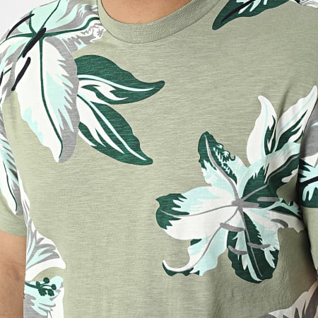Only And Sons - Tee Shirt Klop Vert Kaki Chiné Floral