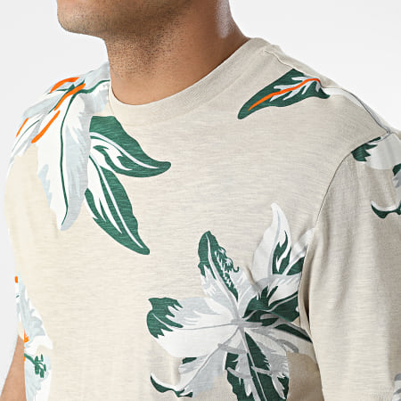 Only And Sons - Tee Shirt Klop Beige Chiné Gris Floral