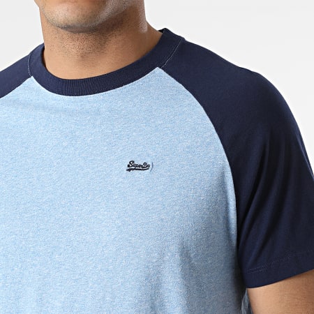 Superdry - Camiseta Béisbol Raglan Vintage Azul Claro Jaspeado Azul Marino