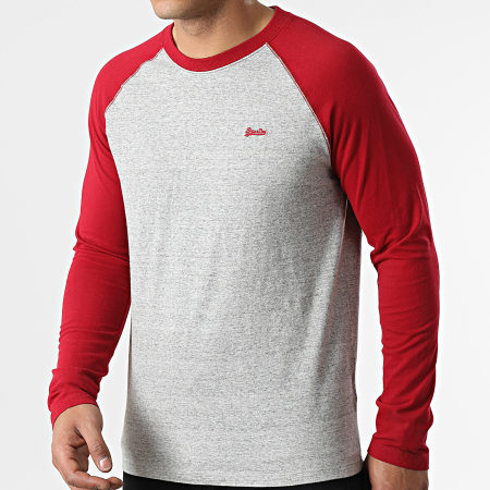 Superdry - Camiseta de manga larga M6010549A Gris jaspeado Rojo