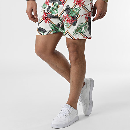 Zayne Paris  - Set camicia a maniche corte e pantaloncini da jogging KD736 Beige Floral