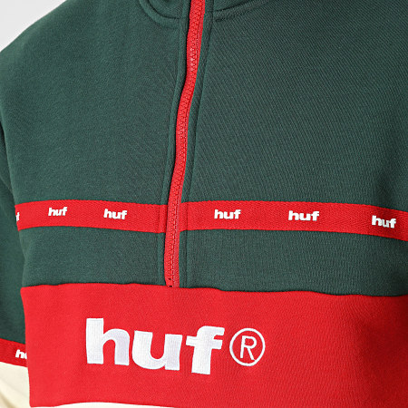 HUF - Sudadera con cuello con cremallera y cinta FL00171 Beige Verde