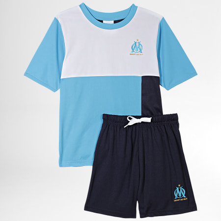 OM - Set di maglietta e pantaloncini da jogging blu per bambini