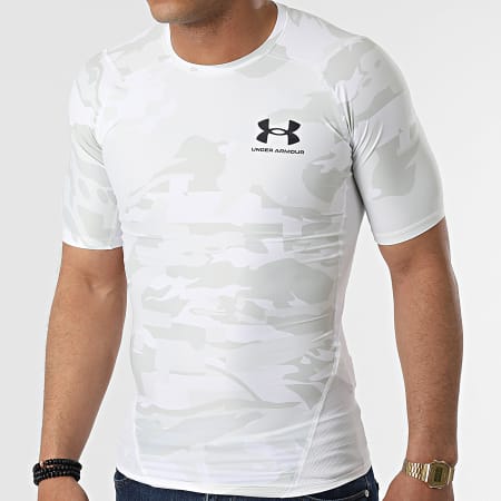 Under Armour - Tee Shirt De Sport Compression 1361514 Blanc Beige