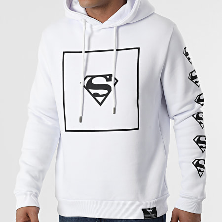 DC Comics - Sudadera con capucha y logo cuadrado blanco negro