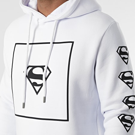 DC Comics - Sudadera con capucha y logo cuadrado blanco negro