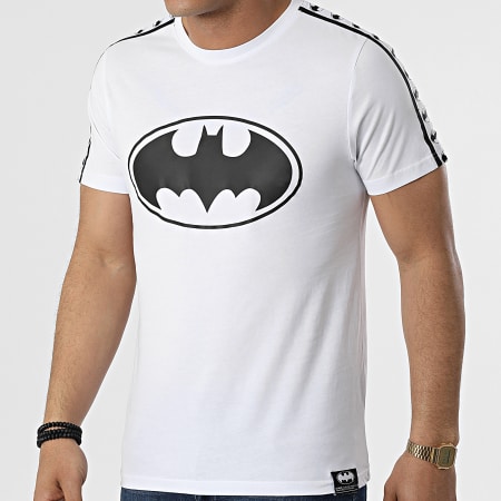 DC Comics - Maglietta con strisce e logo, bianco