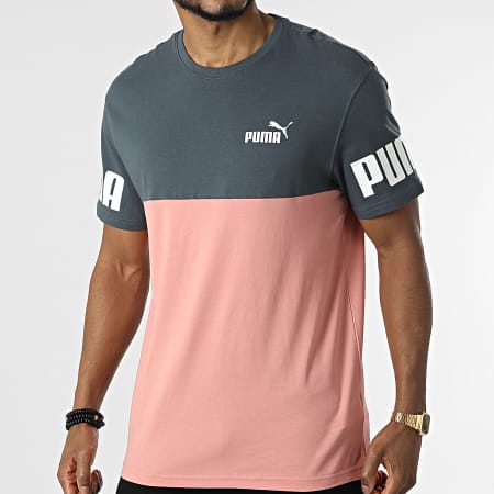 Puma - Camiseta Power Colorblock 847389 Rosa Gris Antracita