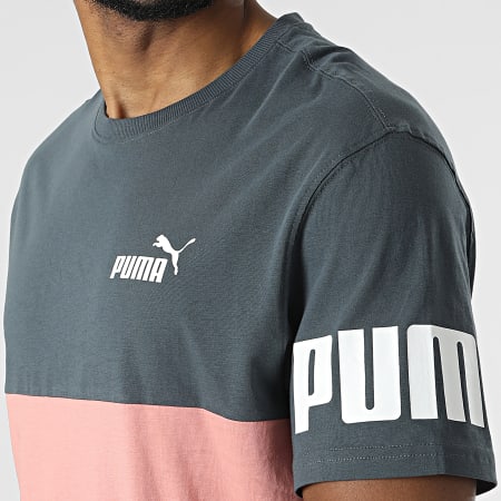 Puma - Tee Shirt Power Colorblock 847389 Rose Gris Anthracite