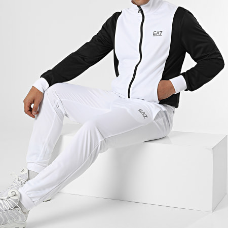 EA7 Emporio Armani - Set giacca con zip e pantaloni da jogging 3LPV63-PJ08Z Bianco Nero