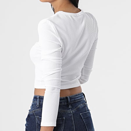 Vero Moda - Tee Shirt Manches Longues Femme Crop Sity Blanc