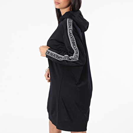 Calvin Klein - Vestido Sudadera Mujer Rayas Cuello Cremallera 1D902 Negro