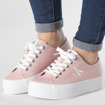 Calvin Klein - Sneakers da donna Vulcanized Flatform Lace Up 0254 Pink Smoke