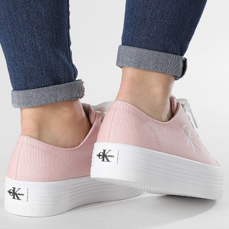 Calvin Klein - Zapatillas deportivas con cordones y plataforma plana vulcanizada para mujer 0254 Pink Smoke