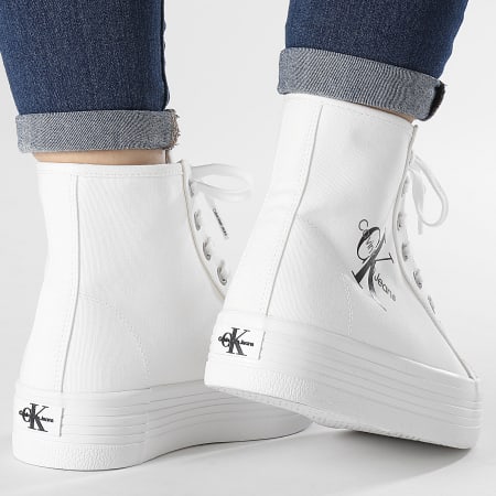 Calvin Klein - Zapatillas de Mujer Vulcanized Flatform Mid Cut 0646 Bright White