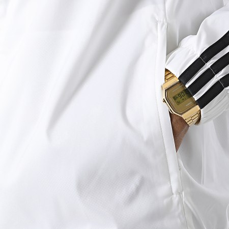 adidas - Coupe-vent Capuche 3 Stripes HE4318 Blanc