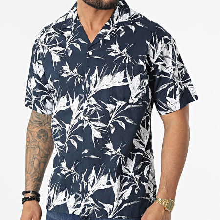 Jack And Jones - Camisa de manga corta Summer Leaf Resort azul marino blanco floral
