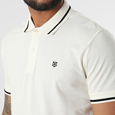 Jack And Jones - Polo A Manches Courtes Structure Beige Clair