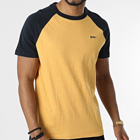 Superdry - Vintage Baseball Raglan Camiseta Heather Yellow Azul Marino