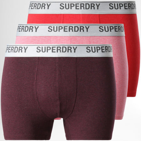 Superdry - Set di 3 boxer classici rosso rosa bordeaux