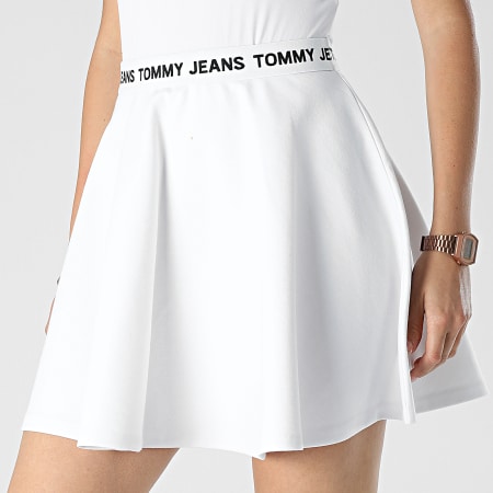 Tommy Jeans - Jupe Patineuse Femme Logo WB 2968 Blanc