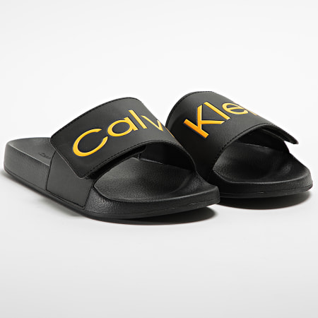Calvin Klein Jeans - Claquettes Pool Slide Adjustable 0454 Black Orange Flash