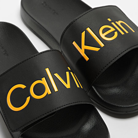 Calvin Klein Jeans - Claquettes Pool Slide Adjustable 0454 Black Orange Flash