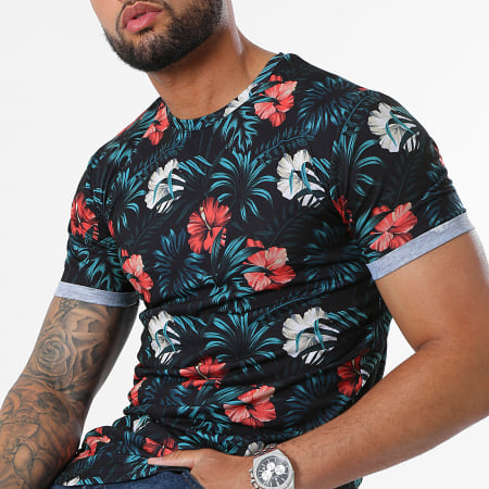 LBO - Tee Shirt Oversize Imprimé Avec Revers 2425 Floral Noir