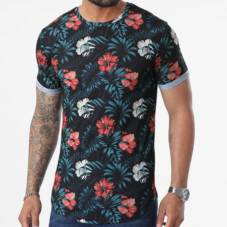 LBO - Tee Shirt Oversize Imprimé Avec Revers 2425 Floral Noir