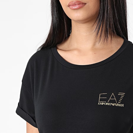 EA7 Emporio Armani - Robe Tee Shirt Femme 3LTA54 Noir Doré