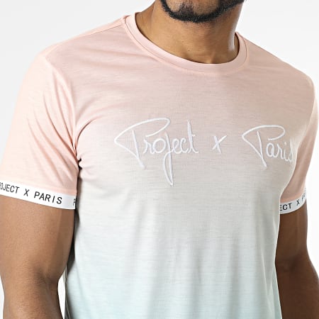 Project X Paris - Tee Shirt Oversize 2210216 Saumon Turquoise Dégradé