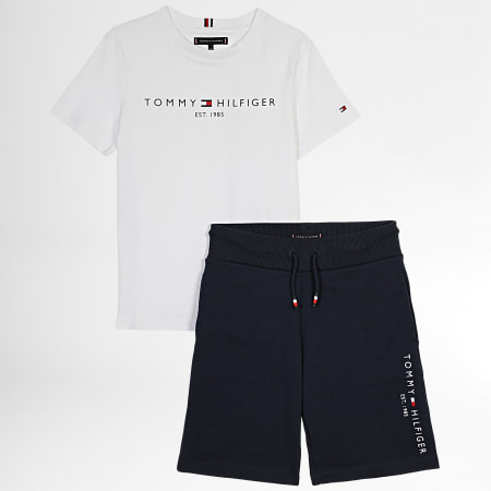 Tommy Hilfiger - Conjunto De Camiseta Y Shorts De Deporte Para Niños 7436 Blanco Azul Marino
