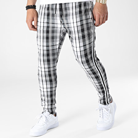 Uniplay - UP-T3808 Pantaloni a quadri bianchi e neri con strisce