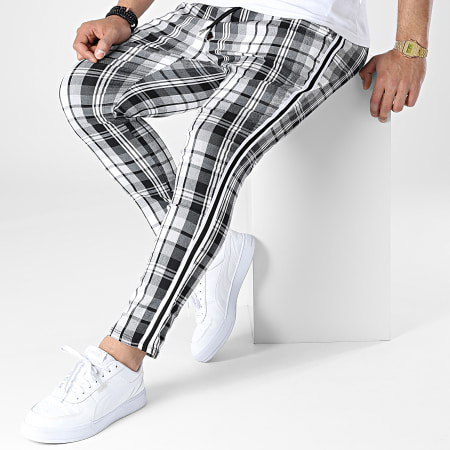 Uniplay - UP-T3808 Pantaloni a quadri bianchi e neri con strisce