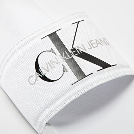 Calvin Klein - Chanclas Slide Monogram 0061 Blanco