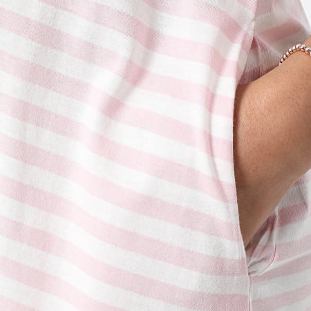 Only - Vestido camisero rosa a rayas con bolsillo para mujer