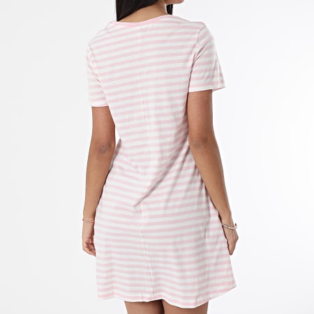 Only - Robe Tee Shirt Femme Pocket Stripe Rose