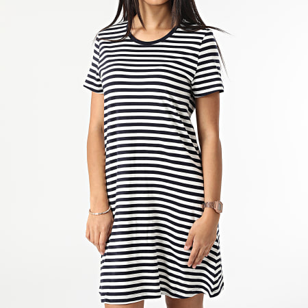 Only - Tasca donna a righe blu navy bianco Tee Shirt Dress