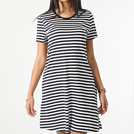Only - Tasca donna a righe blu navy bianco Tee Shirt Dress