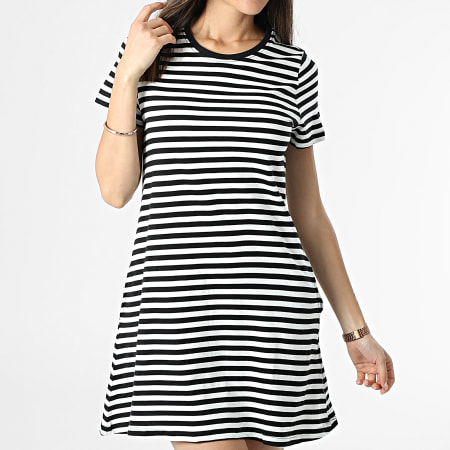 Only - Tasca donna a righe nero bianco Tee Shirt Dress