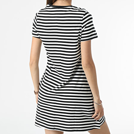 Only - Robe Tee Shirt Femme Pocket Stripe Noir Blanc