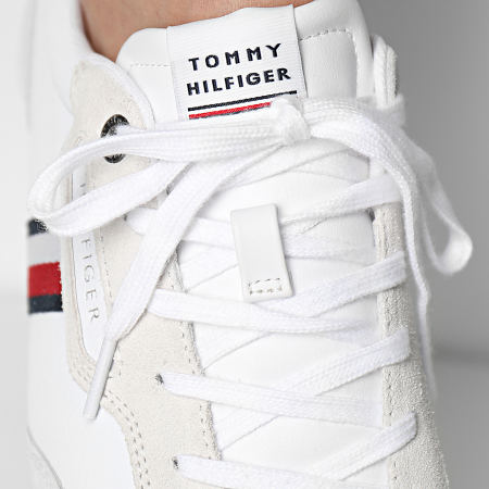 Tommy Hilfiger - Sneakers Corporate Mix in pelle bianca