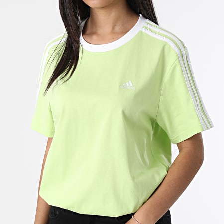 Adidas Sportswear - Tee Shirt Femme A Bandes 3 Stripes HF7256 Vert