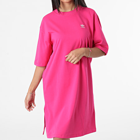 Adidas Originals - Vestido tipo sudadera con cuello redondo para mujer HG6238 Rosa